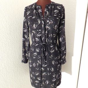 Apt. 9 Lined Dress Womens Lightweight Black Roll Tab Sleeve Button Front  Sz 2